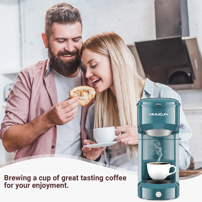 Single Serve Coffee Maker, Mini Coffee Brewer for K-Cup Single Cup Capsule and Ground Coffee, Single Cup Coffee Makers with 6 to 14Oz Reservoir, Light Grey