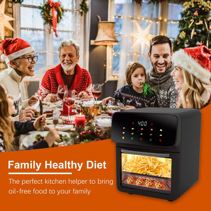Air Fryer 12QT Convection Oven with 10-In-1 Multi Function, Visible Window and Touchscreen, White
