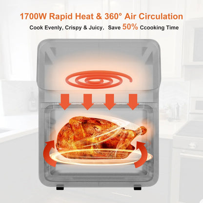 Air Fryer 12QT Convection Oven with 10-In-1 Multi Function, Visible Window and Touchscreen, White