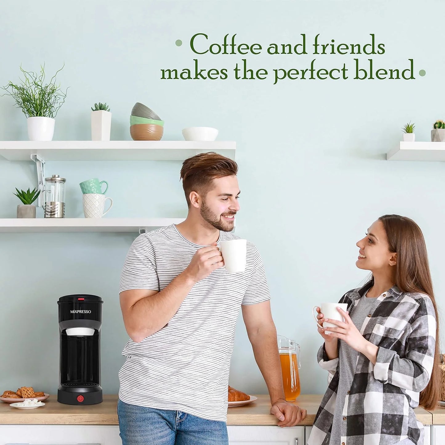 Single Serve Coffee Brewer, K Cup Compatible & Ground Coffee 14 Oz Red