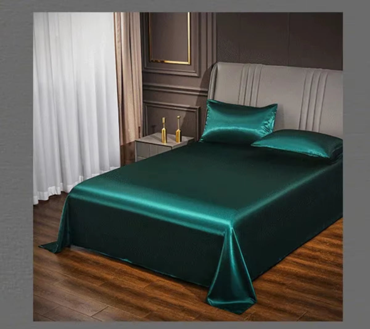 Satin Silk Bed Sheets for Summer Plain Flat Sheet for Double Bed Twin/Full/Queen/King Size Bed Linen (Pillowcase Need Order)