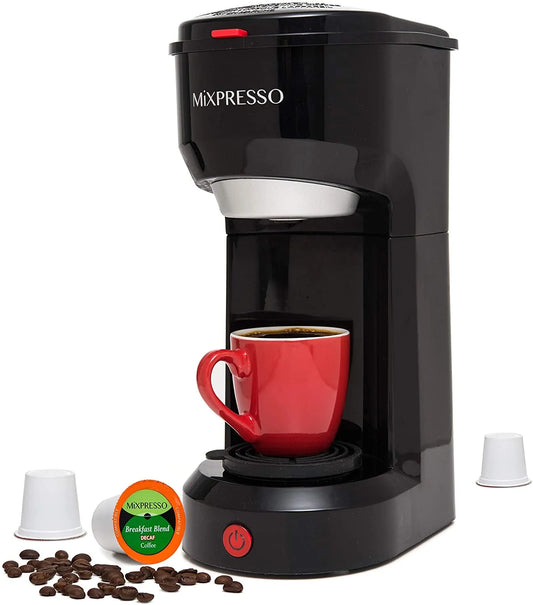 Single Serve Coffee Brewer, K Cup Compatible & Ground Coffee 14 Oz Red