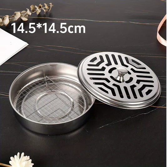 BuzzGuard™ Stainless Steel Mosquito Coil Holder – Covered Coil Burner Tray for Safe, Clean & Stylish Protection