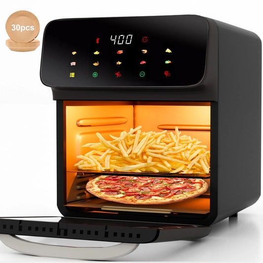 Air Fryer 12QT Convection Oven with 10-In-1 Multi Function, Visible Window and Touchscreen, White