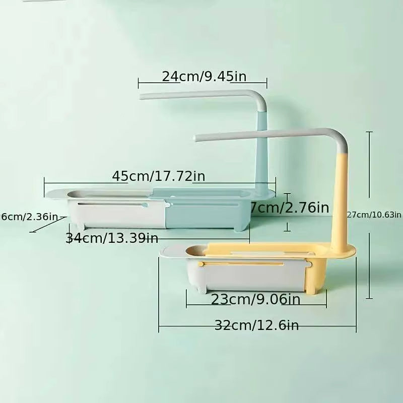 SinkSpace™ 2-in-1 Telescopic Sink Storage Rack – Adjustable, Expandable Sponge Holder for Effortless Kitchen Organization