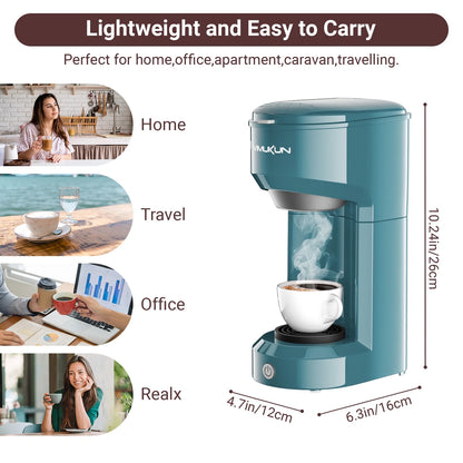 Single Serve Coffee Maker, Mini Coffee Brewer for K-Cup Single Cup Capsule and Ground Coffee, Single Cup Coffee Makers with 6 to 14Oz Reservoir, Light Grey