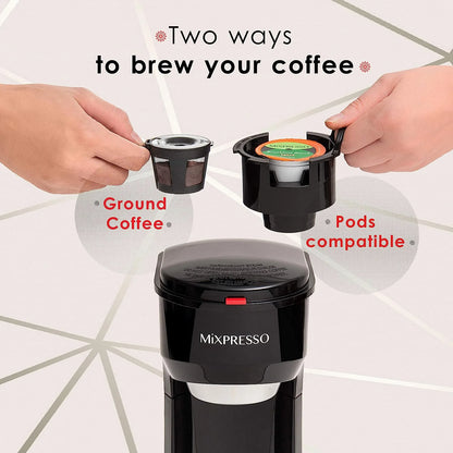 Single Serve Coffee Brewer, K Cup Compatible & Ground Coffee 14 Oz Red