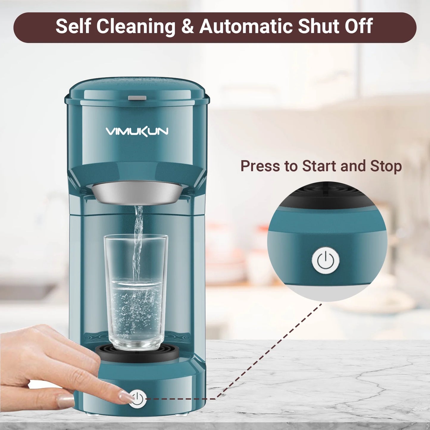 Single Serve Coffee Maker, Mini Coffee Brewer for K-Cup Single Cup Capsule and Ground Coffee, Single Cup Coffee Makers with 6 to 14Oz Reservoir, Light Grey