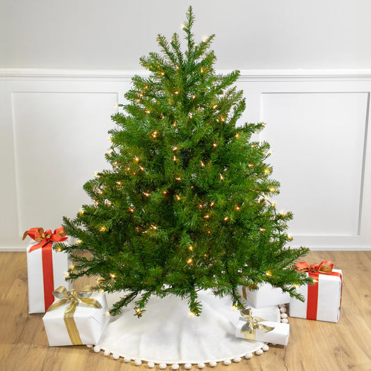 Pre-Lit Full Northern Pine Artificial Christmas Tree - 4' - Clear Lights